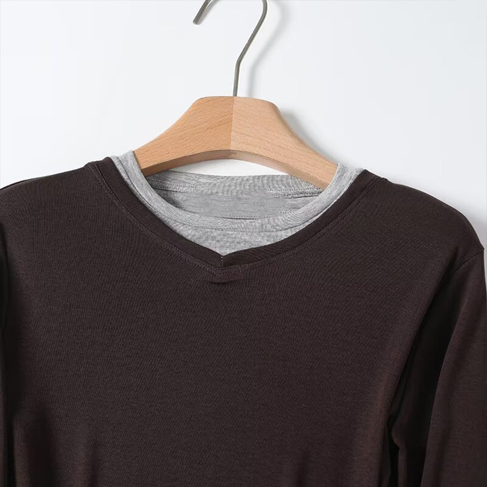 Women's long sleeved base slim O Neck T-shirt