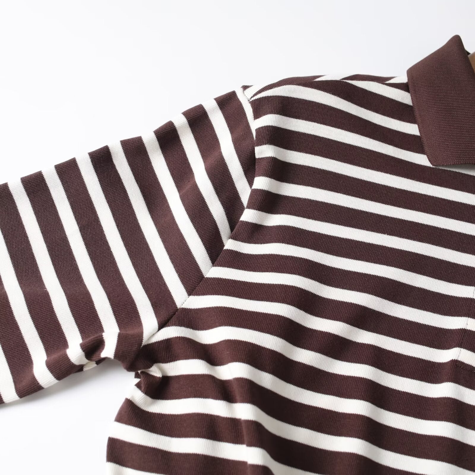 Women's new fashion long sleeved cotton striped knitted top