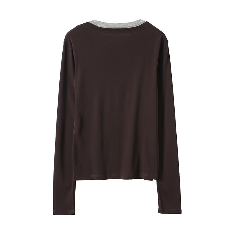Women's long sleeved base slim O Neck T-shirt