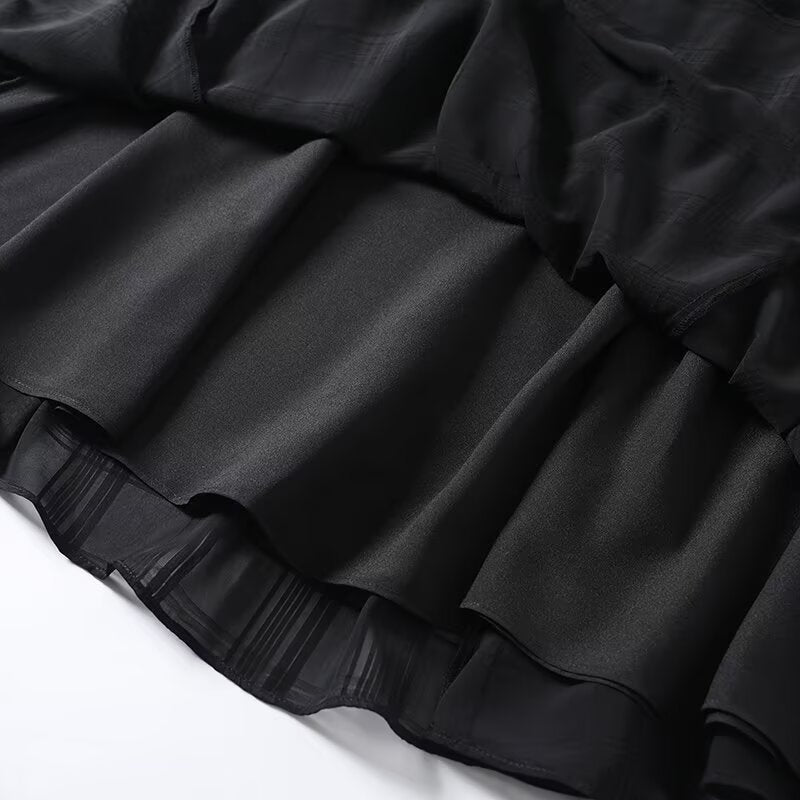 Women's plaid draped wide swing MIDI skirt