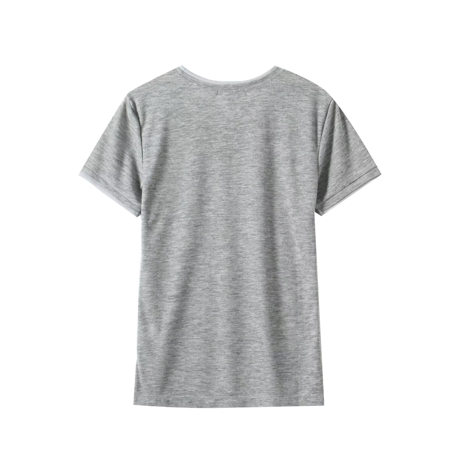 Women's double-layer O Neck short sleeved T-shirt