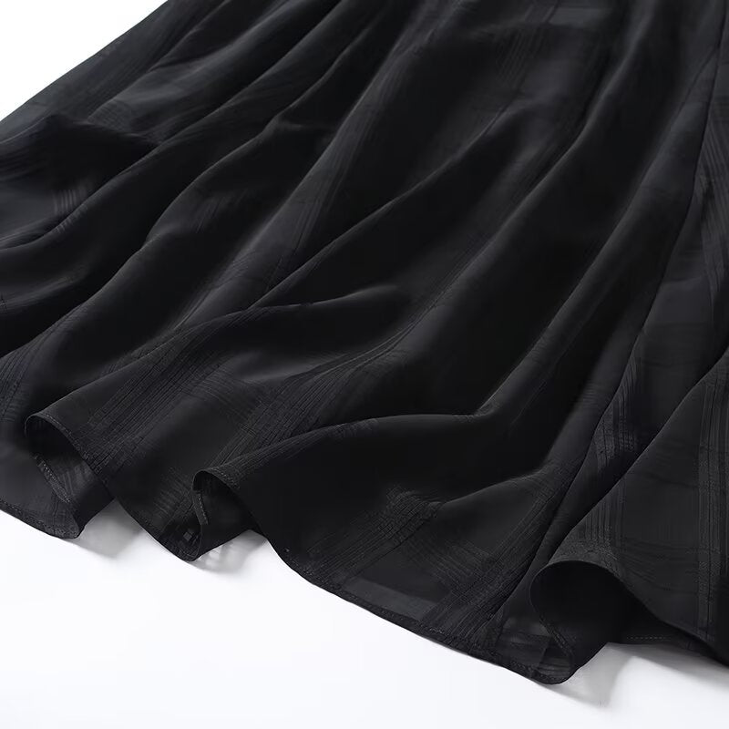 Women's plaid draped wide swing MIDI skirt