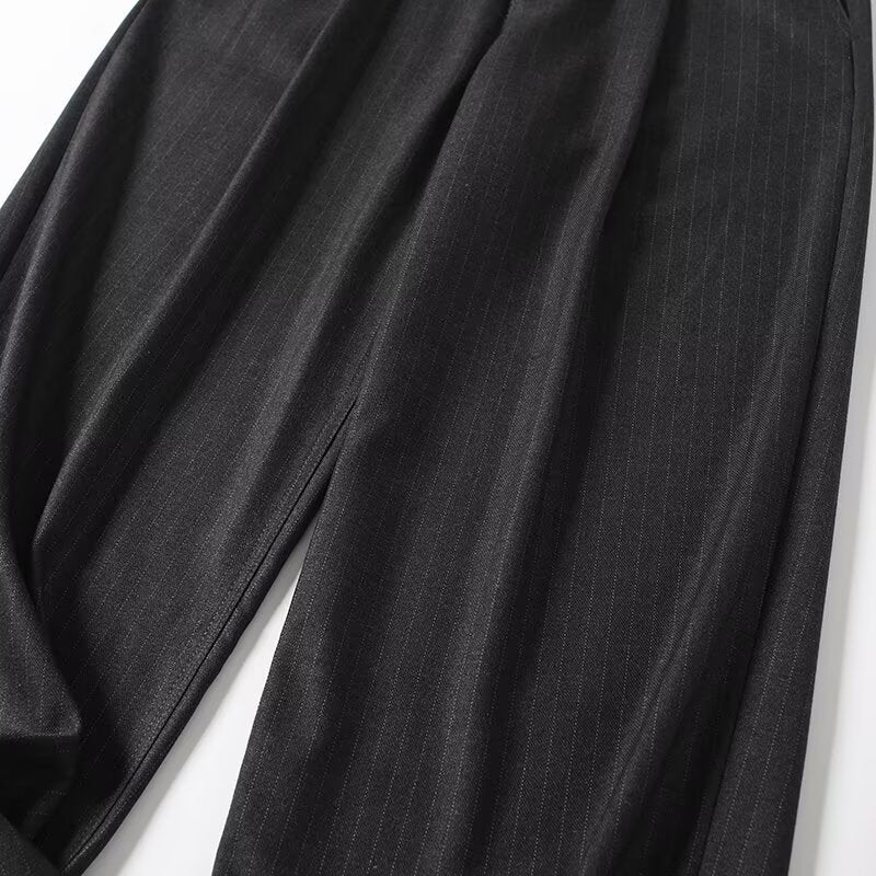 Women's loose mid waist striped wide leg pants
