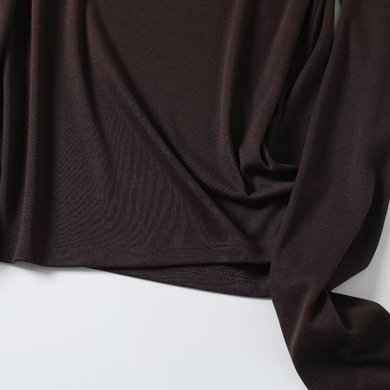 Women's long sleeved base slim O Neck T-shirt