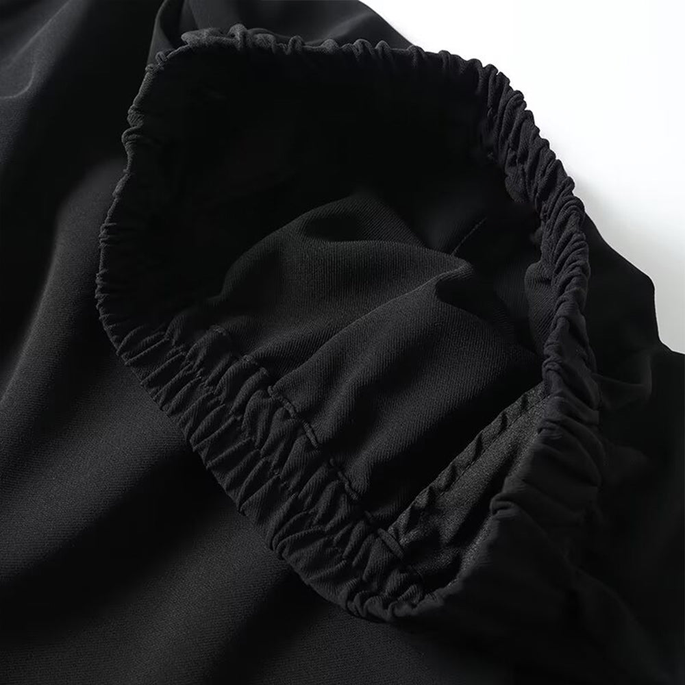 Women's black elastic waist casual flared skirt