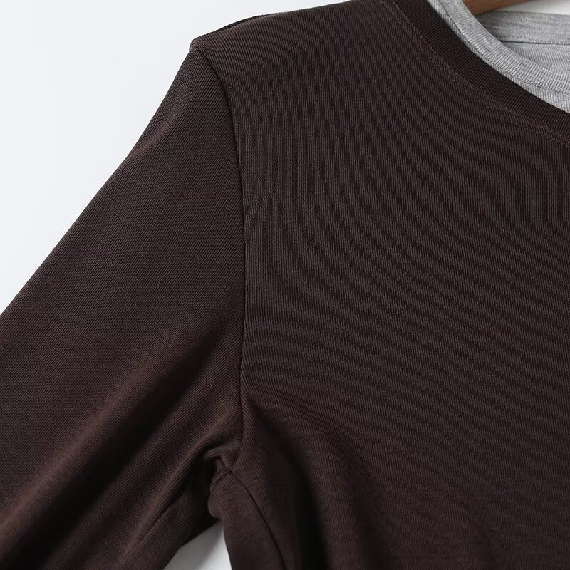 Women's long sleeved base slim O Neck T-shirt