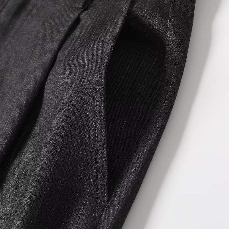 Women's loose mid waist striped wide leg pants