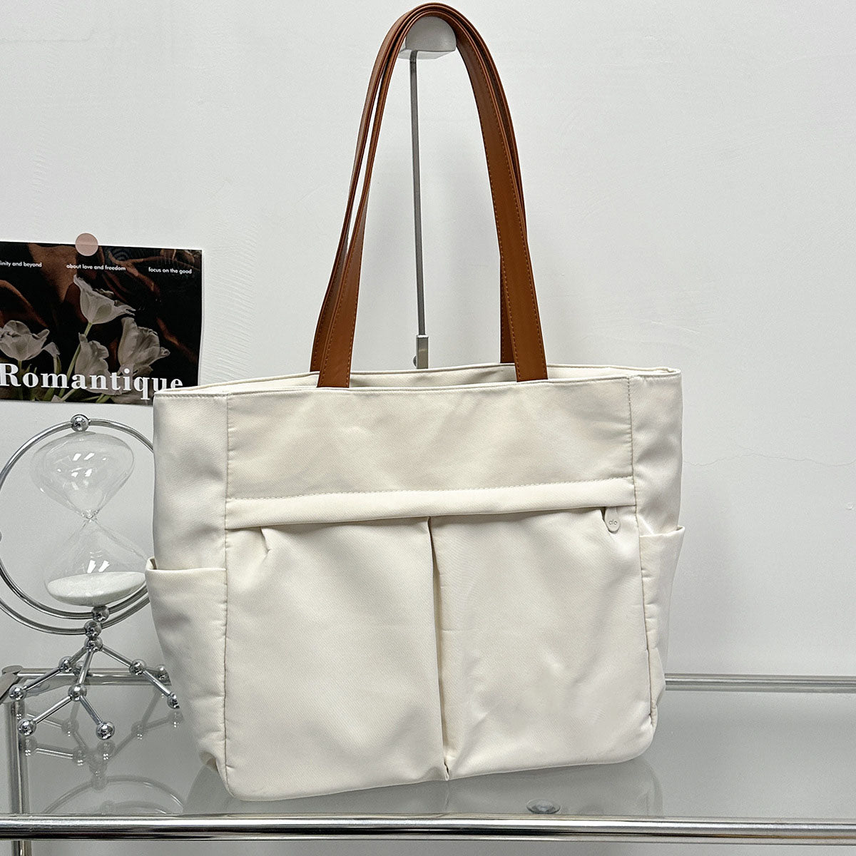 #238 Women's new canvas shoulder bag retro texture solid color handbag