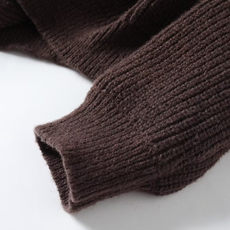 Women's casual high necked long sleeved knitted sweater
