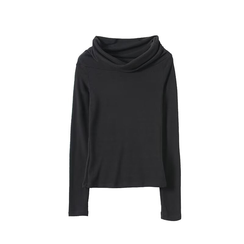 Women's long sleeved off shoulder collar slim T-shirt