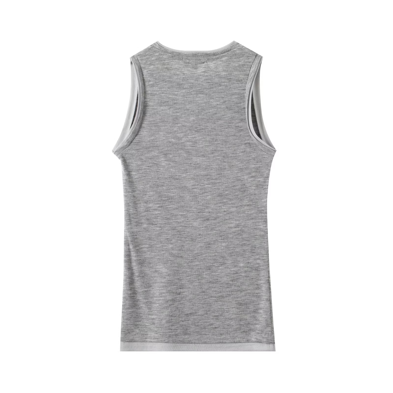 Women's Two tone Edge Sleeveless Vest T-shirt