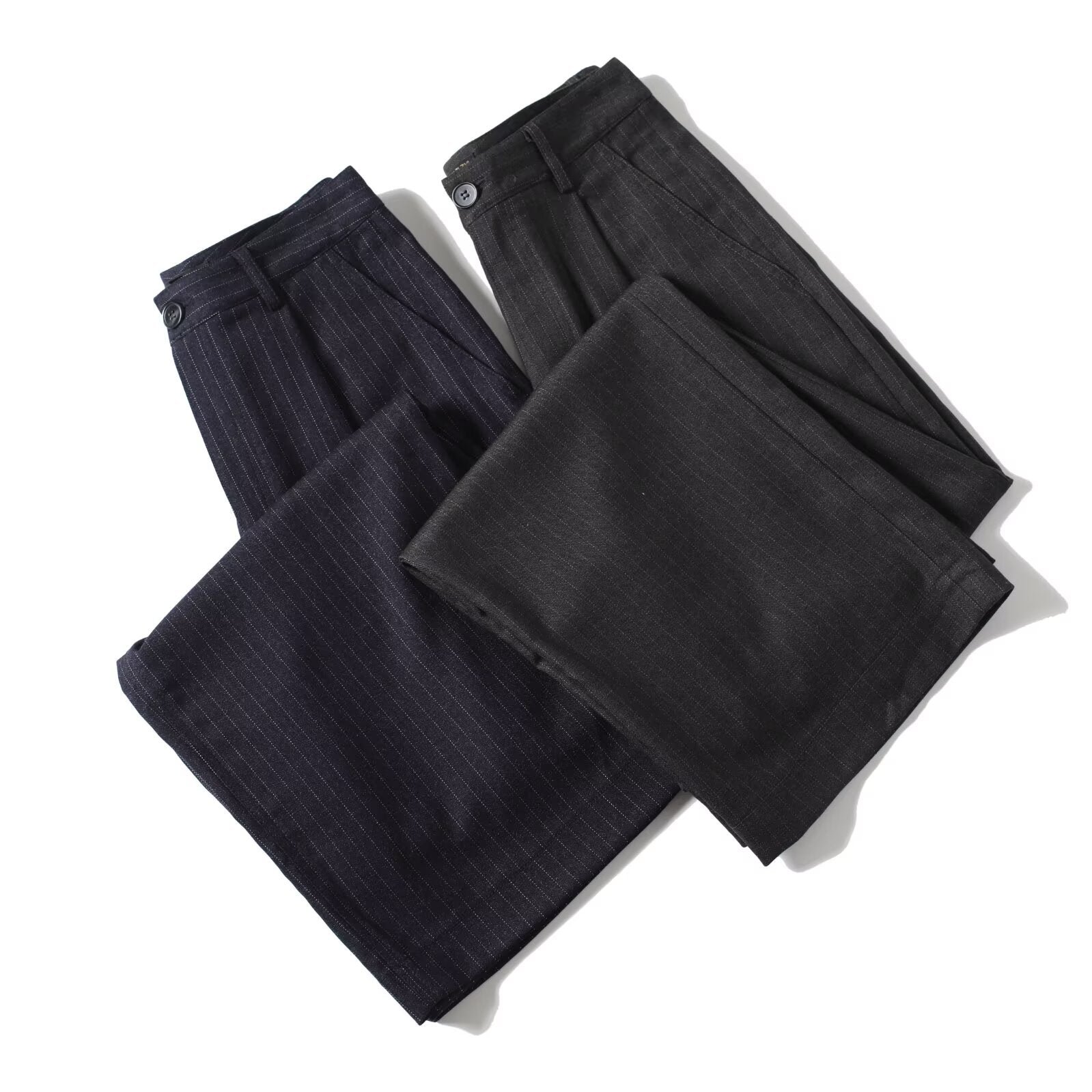 Women's loose mid waist striped wide leg pants